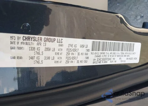 2013 Chrysler Town & Country Touring from USA, damaged, VIN 2C4RC1BG6DR732045